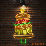 Burger Christmas Tree Neon Sign Custom Hamburger LED Neon Fast Food Coffee Shop Restaurant Bar Decoration Welcome Sign