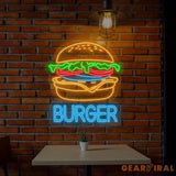 Burger Neon Sign Custom Hamburger Fast Food LED Neon Sign Night Light Home Wall Decor Restaurant Welcome Sign