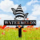 Butterflies Garden Gnomes Custom Name Gartenschilder Garden Metal Stake Personalized Name Yard Sign Outdoor Door Garden