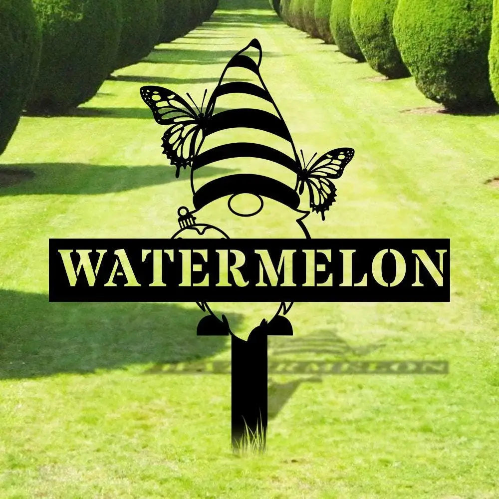 Butterflies Garden Gnomes Custom Name Gartenschilder Garden Metal Stake Personalized Name Yard Sign Outdoor Door Garden