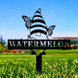Butterflies Garden Gnomes Custom Name Gartenschilder Garden Metal Stake Personalized Name Yard Sign Outdoor Door Garden