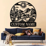 Cactus Desert Custom Metal Sign with LED Lights – Personalized Desert Cactus Wall Art – Southwest Desert Wall Decor for