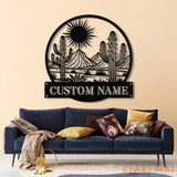 Cactus Desert Custom Metal Sign with LED Lights – Personalized Desert Cactus Wall Art – Southwest Desert Wall Decor for