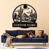 Cactus Desert Custom Metal Sign with LED Lights – Personalized Desert Cactus Wall Art – Southwest Desert Wall Decor for