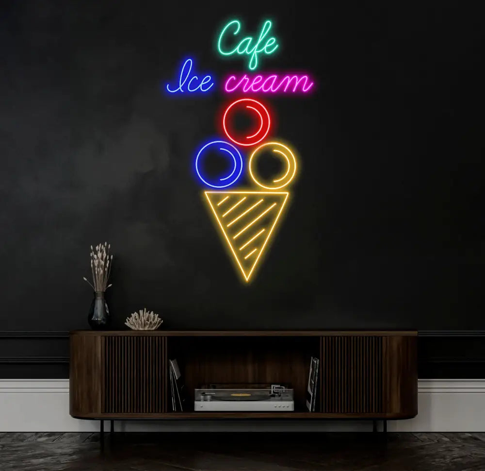 Cafe Ice Cream Neon Sign Restaurant Neon Sign Business Led Logo Light Ice Cream Decor Neon Sign for Coffee Shop Party