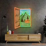 Camping on Hills LED Neon Sign Light Pop Art