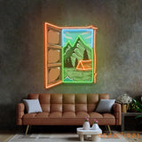 Camping on Hills LED Neon Sign Light Pop Art