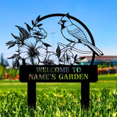 Cardinal Garden Sign Personalized Cardinal Garden Stake Metal Garden Sign Gardener Name Sign Gardener Gift Cardinal
