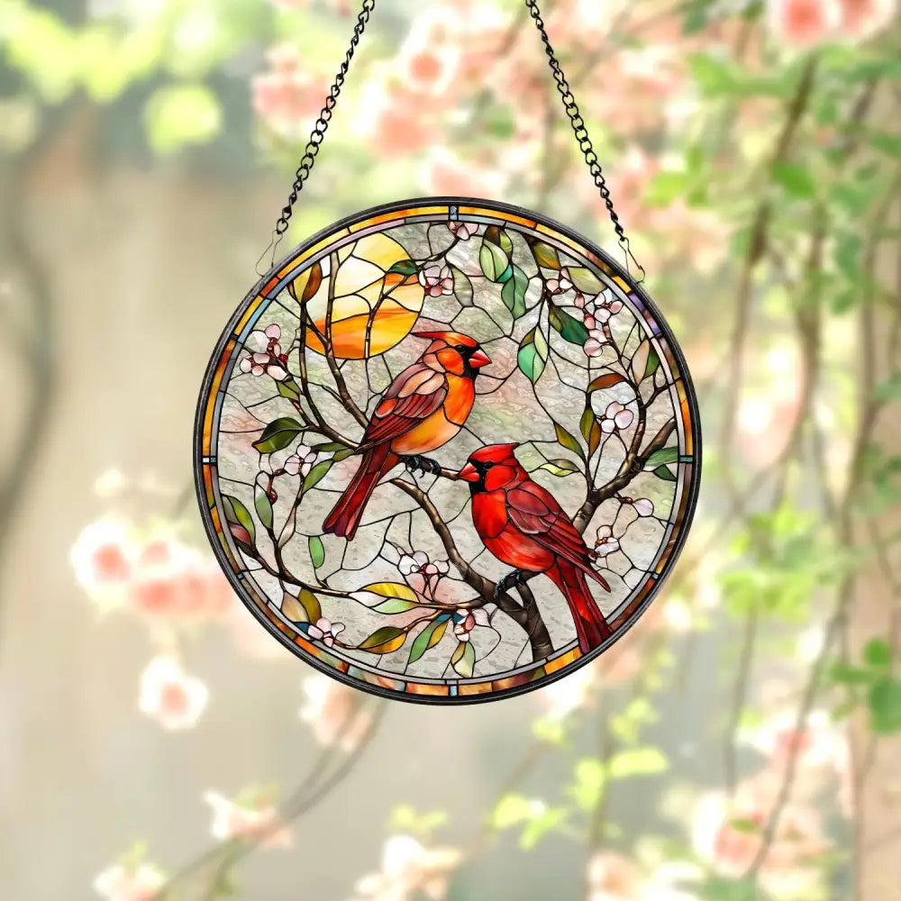 Cardinal Glass Suncatcher Bird Glass Art Cardinal Window Hanging Memorial Suncatcher Cardinal Lover Gift Bird Wall