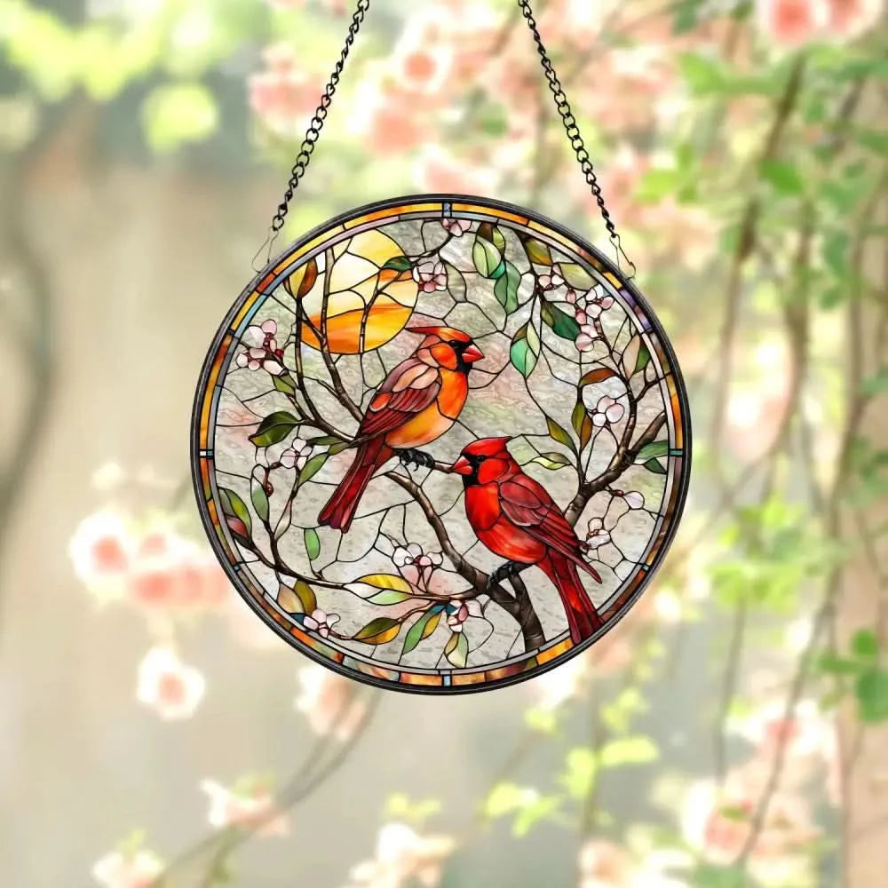 Cardinal Glass Suncatcher Bird Glass Art Cardinal Window Hanging Memorial Suncatcher Cardinal Lover Gift Bird Wall