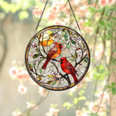 Cardinal Glass Suncatcher Bird Glass Art Cardinal Window Hanging Memorial Suncatcher Cardinal Lover Gift Bird Wall