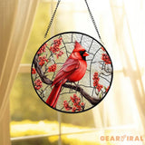 Cardinal Glass Suncatcher Bird Glass Art Cardinal Window Hanging Memorial Suncatcher Cardinal Lover Gift Bird Wall