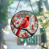 Cardinal Glass Suncatcher Bird Glass Art Cardinal Window Hanging Memorial Suncatcher Cardinal Lover Gift Bird Wall