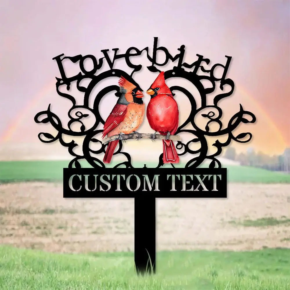 Cardinal Memories Stake Metal Sign Memorial Plaque Buffterfly Grave Marker Personalized Garden Sign Remembrance Stake