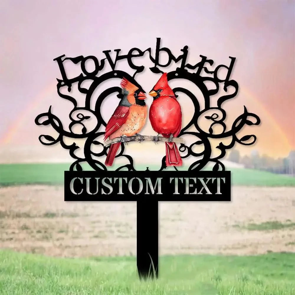 Cardinal Memories Stake Metal Sign Memorial Plaque Buffterfly Grave Marker Personalized Garden Sign Remembrance Stake