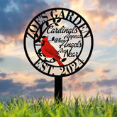 Cardinals Appear When Angels Are Near Metal Stake Custom Cardinal Metal Name Sign Bird Metal Sign Gift For Gardener