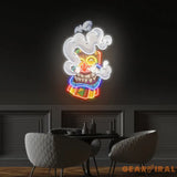 Cartoon Happy Smoking Tiki Mask Artwork Led Neon Sign Light