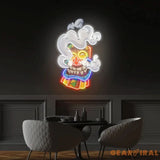 Cartoon Happy Smoking Tiki Mask Artwork Led Neon Sign Light
