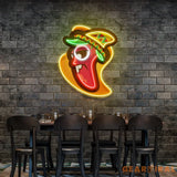 Cartoon Mexican Chili Peppers Artwork Led Neon Sign Light