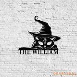 Cat Metal Sign Halloween Black Cat Name Sign Personalized Split Letter Last Name Halloween Sign Outdoor Door Monogram