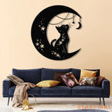 Cat Metal Wall Decor – Moon Cat Metal Wall Art – Black Cat Metal Sign for Home – Cat Lover Wall Decor & Gift for Cat