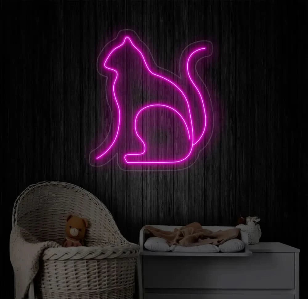 Cat Minimalist Line Neon Sign Cat Led Sign Custom Neon Sign Gift For Kid Cat Shop Light Wall Art Pet Spa Neon Sign Cat
