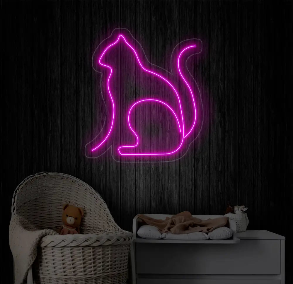 Cat Minimalist Line Neon Sign Cat Led Sign Custom Neon Sign Gift For Kid Cat Shop Light Wall Art Pet Spa Neon Sign Cat