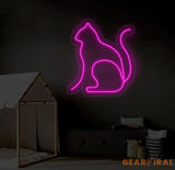 Cat Minimalist Line Neon Sign Cat Led Sign Custom Neon Sign Gift For Kid Cat Shop Light Wall Art Pet Spa Neon Sign Cat