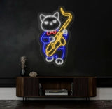 Cat Playing Saxophone Led Sign Cat Playing Saxophone Led Lights Saxophone Neon Sign Custom Neon Sign Saxophone Neon