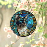 Cat Stained Glass Suncatcher Window Hanging Cat Ornament Gift for Cat Lovers Cat Mom Gift Garden Decor Mother’s Day Gift