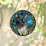 Cat Stained Glass Suncatcher Window Hanging Cat Ornament Gift for Cat Lovers Cat Mom Gift Garden Decor Mother’s Day Gift