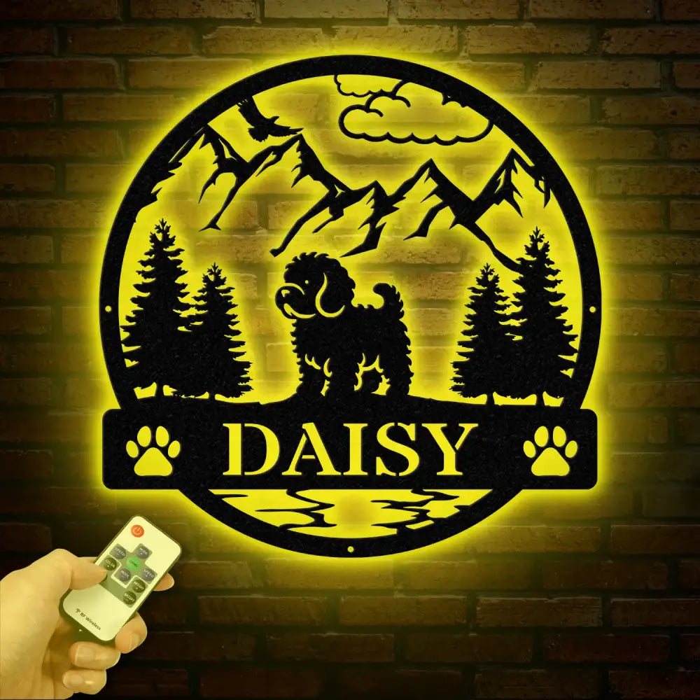 Cavapoo Metal Sign with Led Lights Custom Dog Name Sign Dog Memorial Gift Cavapoo Wall Decor Dog Lovers Wall Art Pet