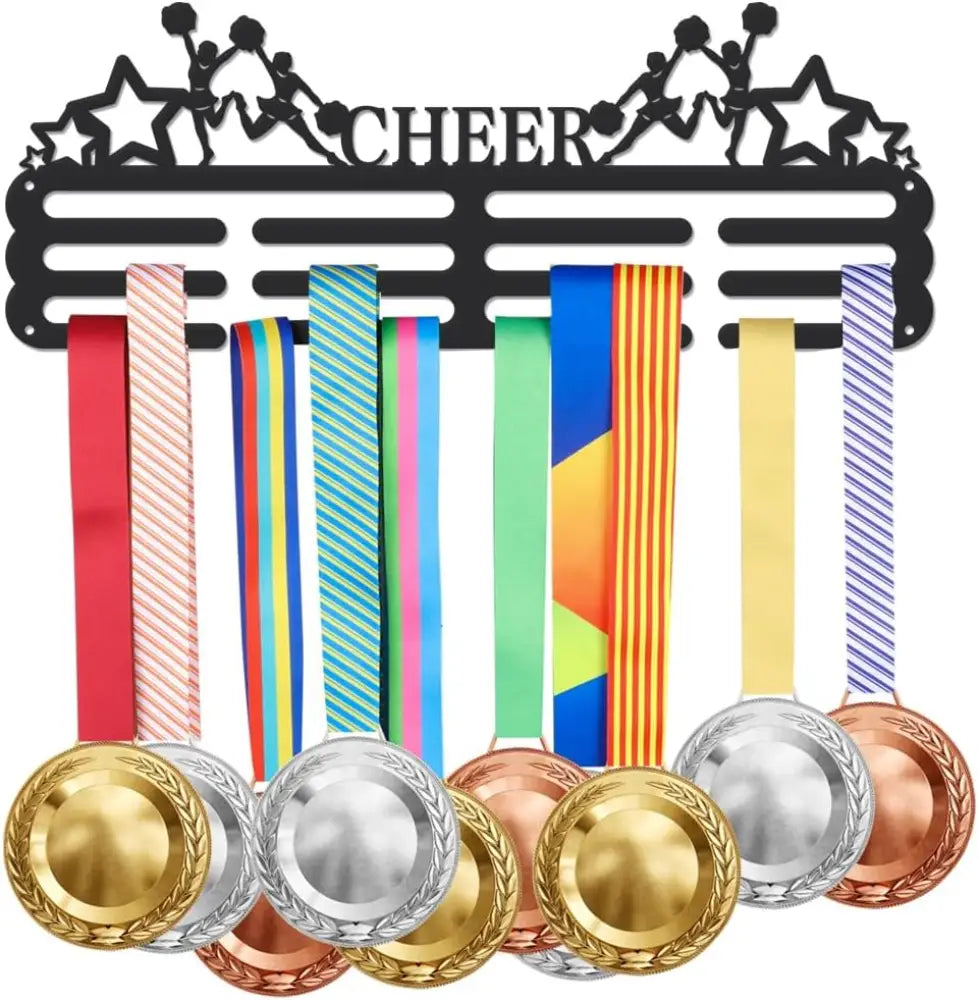 Cheer Cheerleading Medal Holder Pentagram Medals Display Rack Sturdy Steel Metal Holder Wall Mount No Hooks Over 60