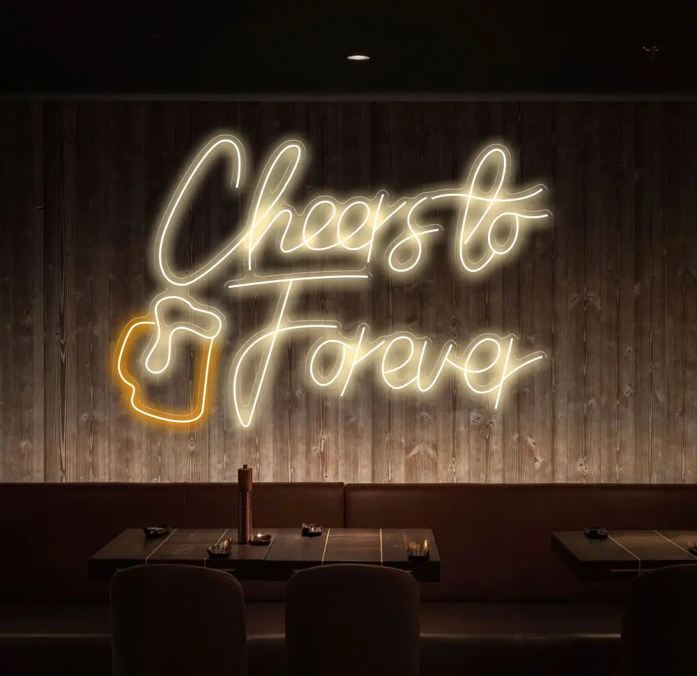 Cheers To Forever Pub Beer Neon Sign,Neon Bar Sign LED Light Sign for Home Bar Wall Decor Man Cave Sign Gifts for Him