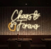 Cheers To Forever Pub Beer Neon Sign,Neon Bar Sign LED Light Sign for Home Bar Wall Decor Man Cave Sign Gifts for Him