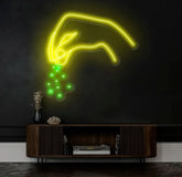 Chef’s Hand Neon Sign Custom Kitchen LED Wall Light Culinary Seasoning Neon Art Chef Decor Cooking Themed Wall Sign for