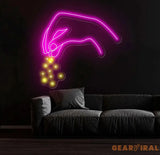 Chef’s Hand Neon Sign Custom Kitchen LED Wall Light Culinary Seasoning Neon Art Chef Decor Cooking Themed Wall Sign for