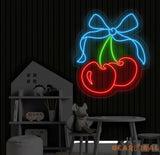 Cherry Neon Sign - Custom LED Fruit Light Cherry Wall Art Home Decor for Living Room or Kitchen Neon Sign for Room Wall