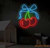 Cherry Neon Sign - Custom LED Fruit Light Cherry Wall Art Home Decor for Living Room or Kitchen Neon Sign for Room Wall