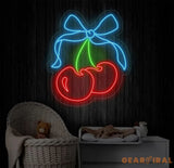 Cherry Neon Sign - Custom LED Fruit Light Cherry Wall Art Home Decor for Living Room or Kitchen Neon Sign for Room Wall