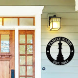 Chess Family Name Metal Sign with LED Lights Personalized Family Name Metal Sign Family Wall Decor Personalized Wall