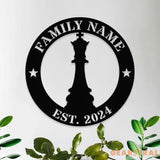 Chess Family Name Metal Sign with LED Lights Personalized Family Name Metal Sign Family Wall Decor Personalized Wall