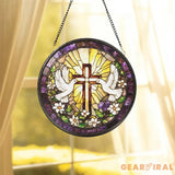 Christian Cross and Dove Suncatcher Handmade Religious Window Art Easter Gift for Her Faithful Home Decor Baptism or