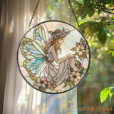 Christian Cross Stained Glass Suncatcher Sunset Cross Window Hanging Religious Home Decor Jesus Faith Ornament Floral