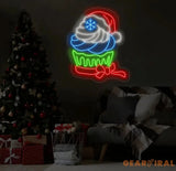 Christmas Cupcake Neon Sign Festive Dessert LED Light Custom Holiday Cupcake Neon Art Santa Hat Neon Wall Light Holiday