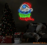 Christmas Cupcake Neon Sign Festive Dessert LED Light Custom Holiday Cupcake Neon Art Santa Hat Neon Wall Light Holiday