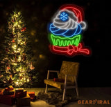 Christmas Cupcake Neon Sign Festive Dessert LED Light Custom Holiday Cupcake Neon Art Santa Hat Neon Wall Light Holiday