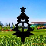 Christmas Tree Monogram Metal Sign Christmas Garden Metal Stake Personalized Name Yard Sign Outdoor Door Decor Garden