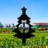 Christmas Tree Monogram Metal Sign Christmas Garden Metal Stake Personalized Name Yard Sign Outdoor Door Decor Garden