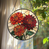 Chrysanthemum Stained Glass Suncatcher Birth Month Flower Window Hanging Gift for Mom or Grandma Floral Birthday or